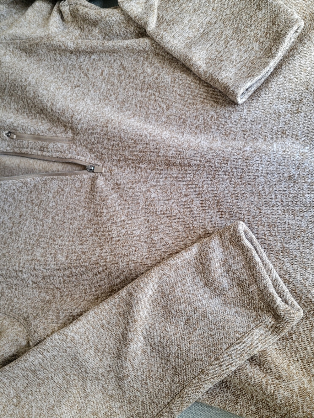 Eddie Bauer Men's Heathered Beige Zip-Up Sweater
